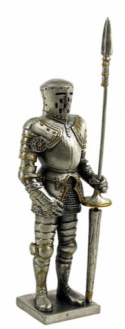 Medieval Knight with Lance Pewter Figurine