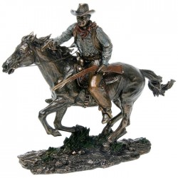 Cowboy on Horseback Bronze Figurine